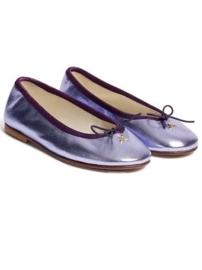 Bonpoint Metallic Lavender Ballet Flats with Bow Trim
